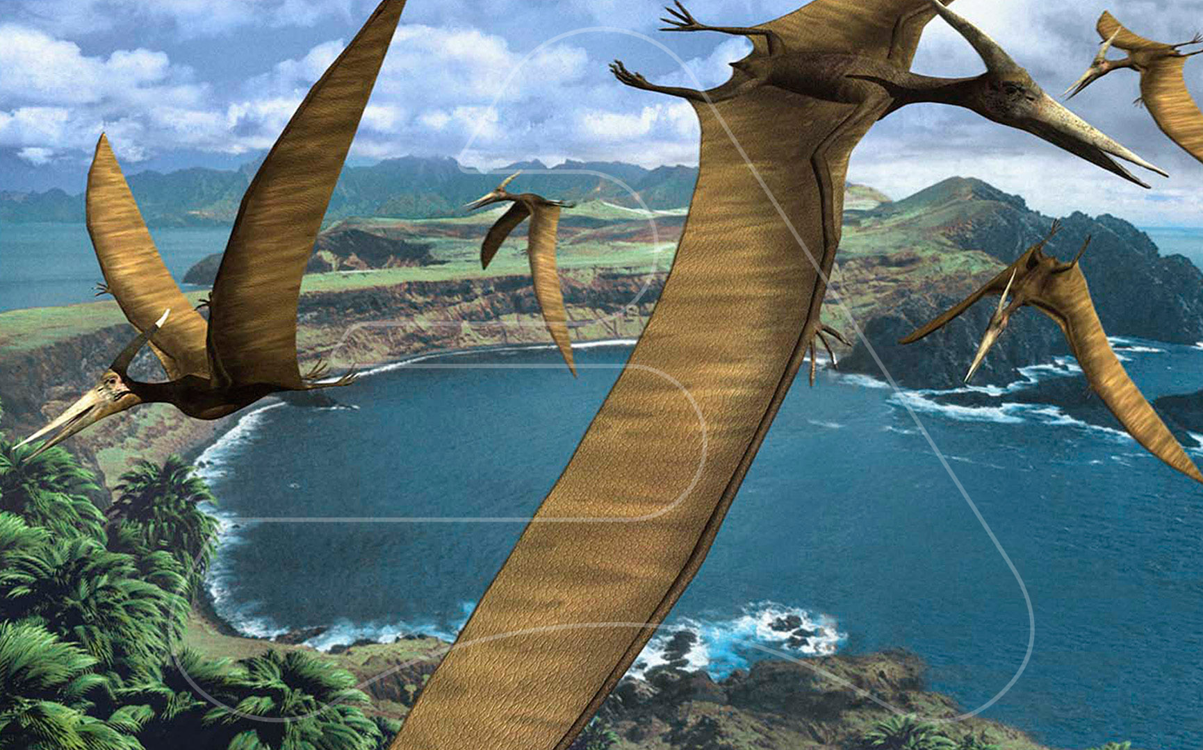 Pterodactyls at present time / MC publishers / 3D modeling and llustration